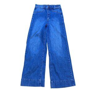 Gap‎ Womens Wide-Leg Denim Jeans Size 27 Leaf Embroidery Boho